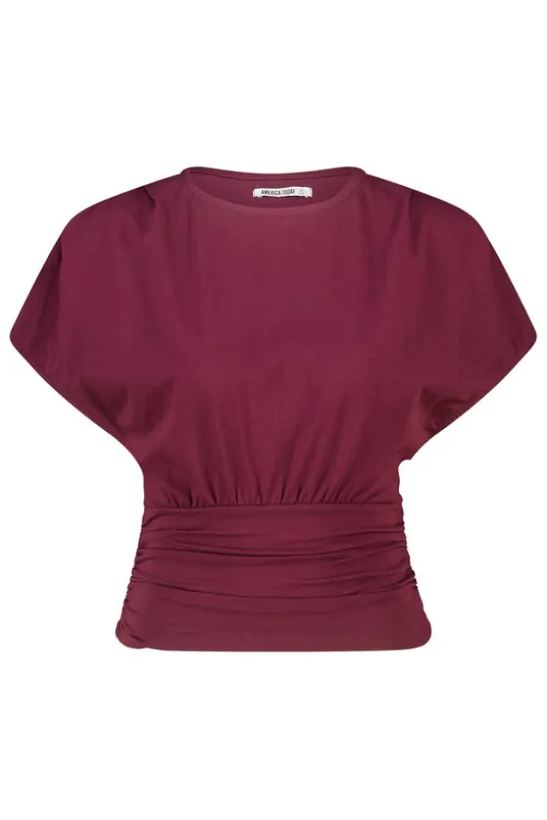 T-shirt Eef t-shirt met korte mouwen en gerimpelde taille