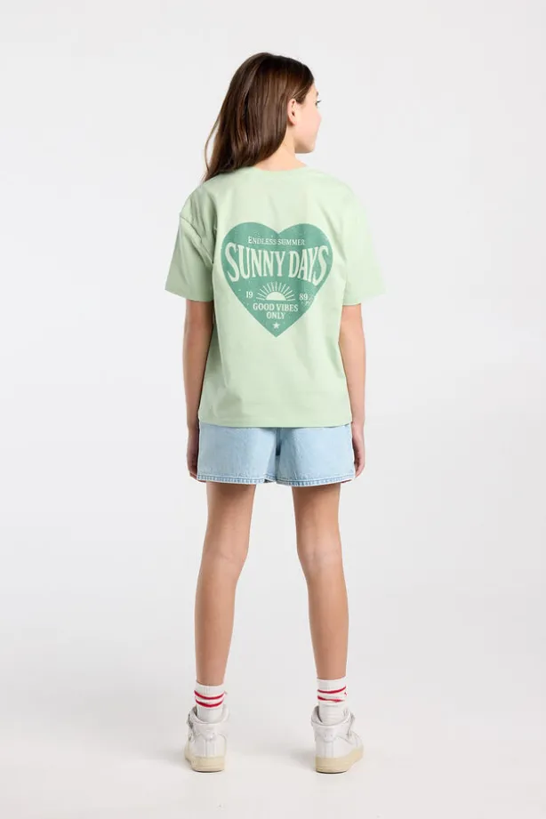 T-shirt Ellinor Jr loose fit t-shirt van biologisch katoen met print