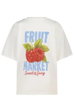 T-shirt Ellinor loose fit t-shirt met print op borst en rug