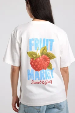 T-shirt Ellinor loose fit t-shirt met print op borst en rug