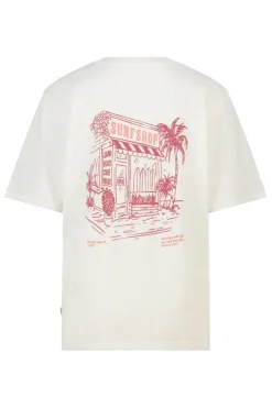 T-shirt Ellinor loose fit t-shirt met print op borst en rug