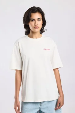 T-shirt Ellinor loose fit t-shirt met print op borst en rug