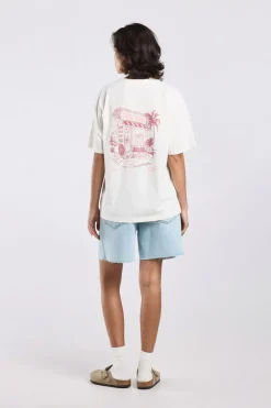 T-shirt Ellinor loose fit t-shirt met print op borst en rug