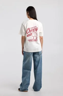 T-shirt Ellinor loose fit t-shirt met print op borst en rug