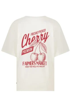T-shirt Ellinor loose fit t-shirt met print op borst en rug