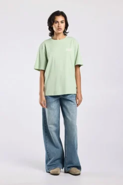 T-shirt Ellinor loose fit t-shirt met print op borst en rug