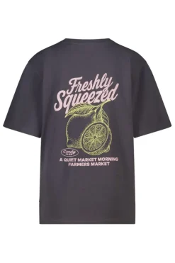 T-shirt Ellinor loose fit t-shirt met print op borst en rug