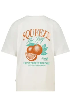 T-shirt Ellinor loose fit t-shirt met print op borst en rug