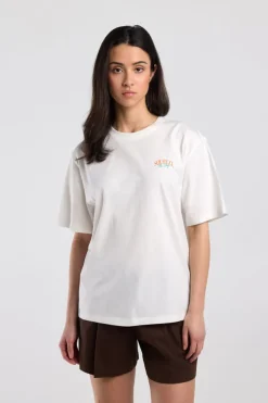 T-shirt Ellinor loose fit t-shirt met print op borst en rug