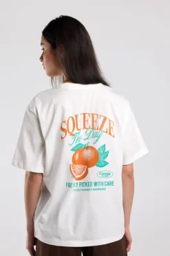T-shirt Ellinor loose fit t-shirt met print op borst en rug