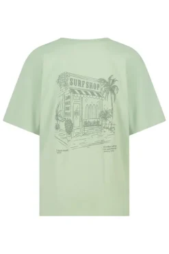 T-shirt Ellinor loose fit t-shirt met print op borst en rug