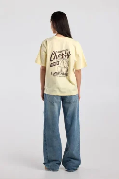 T-shirt Ellinor loose fit t-shirt met print op borst en rug