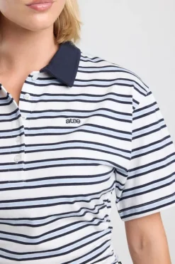 T-shirt Enisa slim fit T-shirt met polokraag en streepdessin