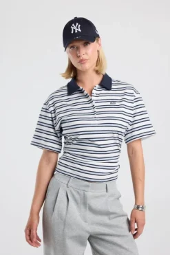 T-shirt Enisa slim fit T-shirt met polokraag en streepdessin