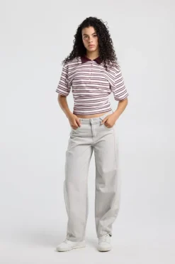 T-shirt Enisa slim fit T-shirt met polokraag en streepdessin