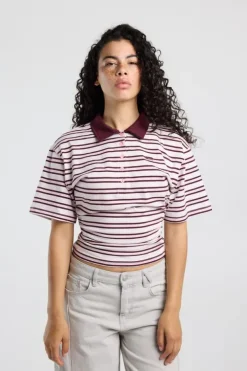 T-shirt Enisa slim fit T-shirt met polokraag en streepdessin