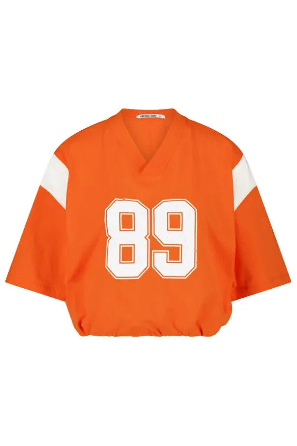 T-shirt Enny sporty t-shirt met v-hals en elastische zoom