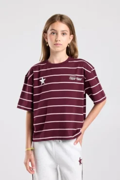 T-Shirt Ephie Jr oversized gestreept boxy t-shirt met chest prints