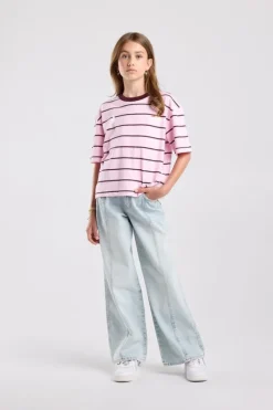 T-Shirt Ephie Jr oversized gestreept boxy t-shirt met chest prints