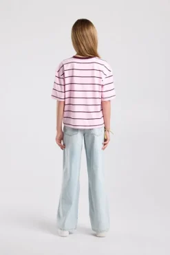 T-Shirt Ephie Jr oversized gestreept boxy t-shirt met chest prints