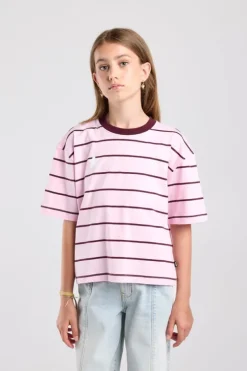 T-Shirt Ephie Jr oversized gestreept boxy t-shirt met chest prints