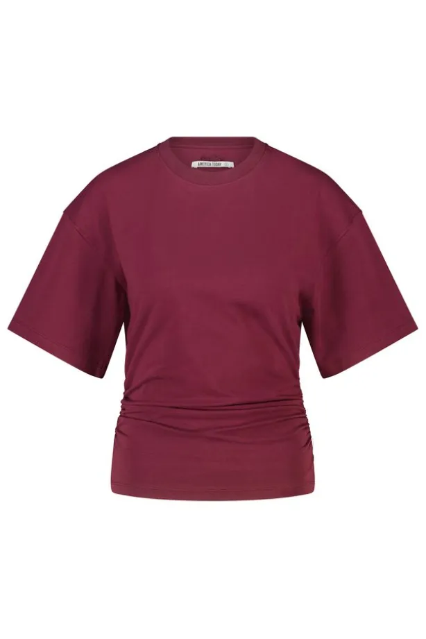 T-shirt Erin t-shirt met scrunched zijnaad en borduurwerk achter