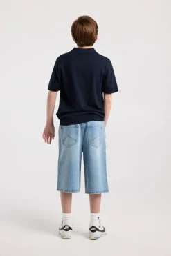 T-shirt Kaden Jr relaxed knit polo met open kraag en ribboorden