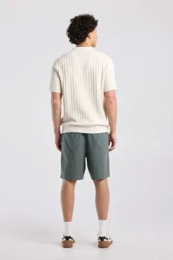 T-shirt Kaj knit polo t-shirt met knoopsluiting en geborduurde strepen