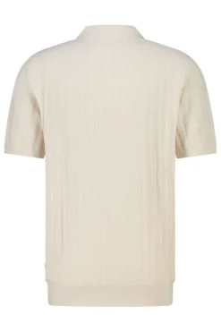T-shirt Kaj knit polo t-shirt met knoopsluiting en geborduurde strepen