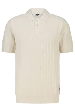 T-shirt Kaj knit polo t-shirt met knoopsluiting en geborduurde strepen