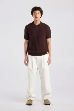 T-shirt Kaj knit polo t-shirt met knoopsluiting en geborduurde strepen