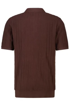 T-shirt Kaj knit polo t-shirt met knoopsluiting en geborduurde strepen