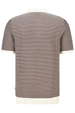 T-shirt Kenneth knit polo t-shirt met knoopsluiting en strepen
