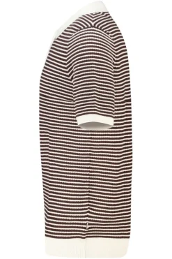 T-shirt Kenneth knit polo t-shirt met knoopsluiting en strepen